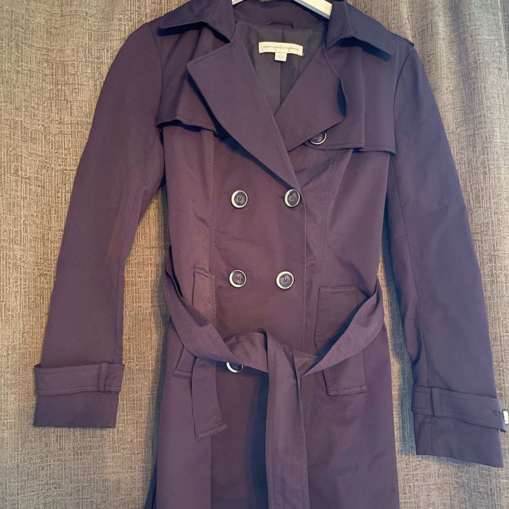 New York & Company Deep Purple Trench Coat
